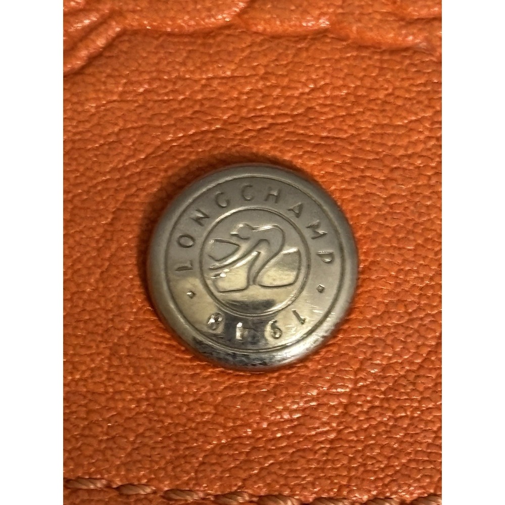 Longchamp Modele Depose Crossbody Bag Leather Orange Cognac Silver Hardware - Picture 3 of 16
